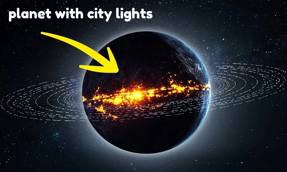 planet with city lights